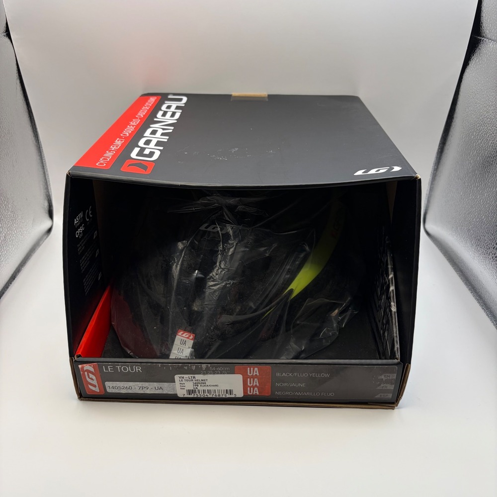 Louis Garneau Le Tour Cycling Helmet Black Fluo Yellow 1405260 Size UA NEW